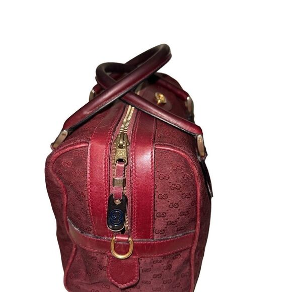 Gucci burgundy Gg canvas golden logo Boston bag - Picture 9 of 16